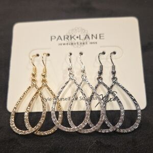 Park Lane Gold, Silver, And Gun Metal Teardrop Earrings Set